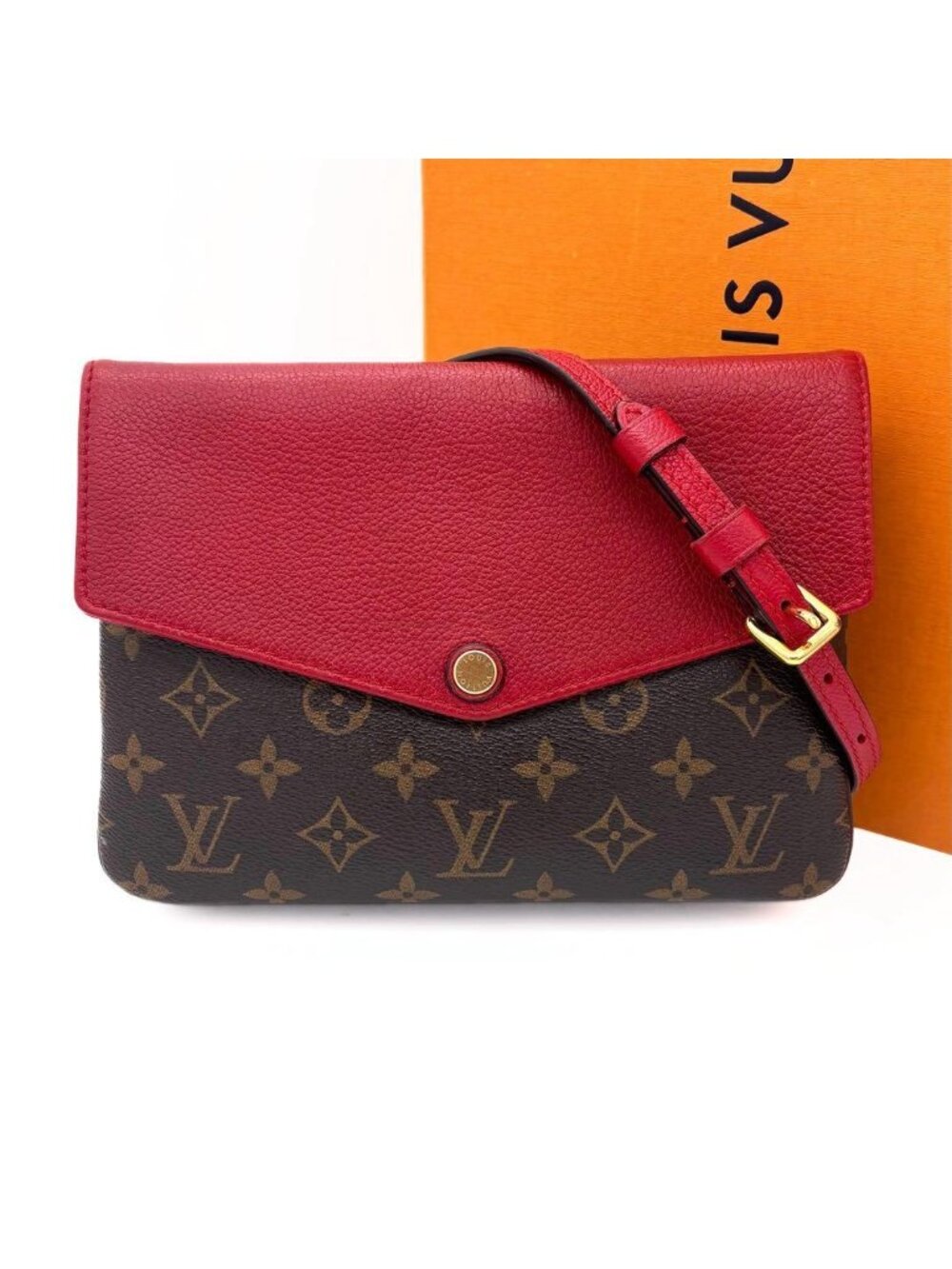 Louis Vuitton Monogram Twice Cerise Shoulder Bag Red